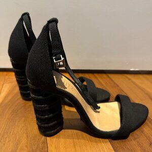 Schutz raffia heeled sandal, black color, size 36 EU, worn once.